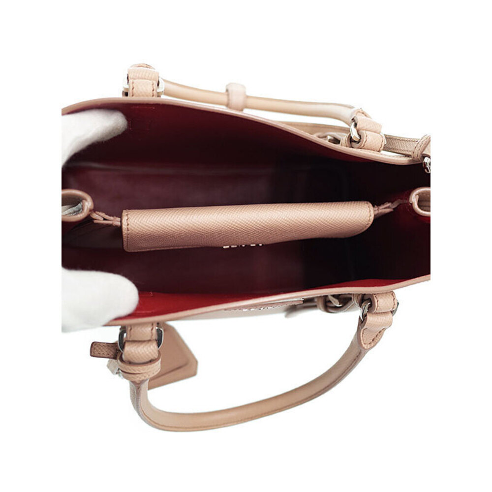 Prada Saffiano Cuir Double Bag Saffiano leather rolled leather handles Pink - Picture 3 of 9